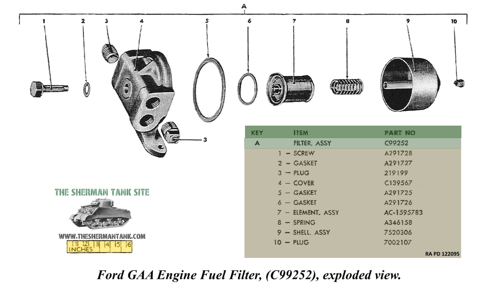 Engine-fuel-filter-c99252-exploded-view-